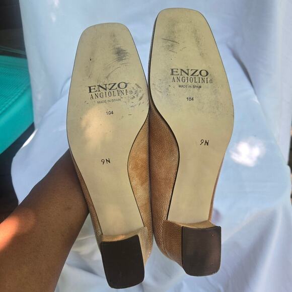 NEW Vtg Enzo Angliolini Square-Toe 9N Deadstock Tan Leather Textured Old Money - Picture 9 of 10